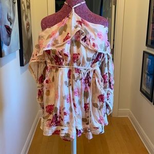 Floral and lace romper